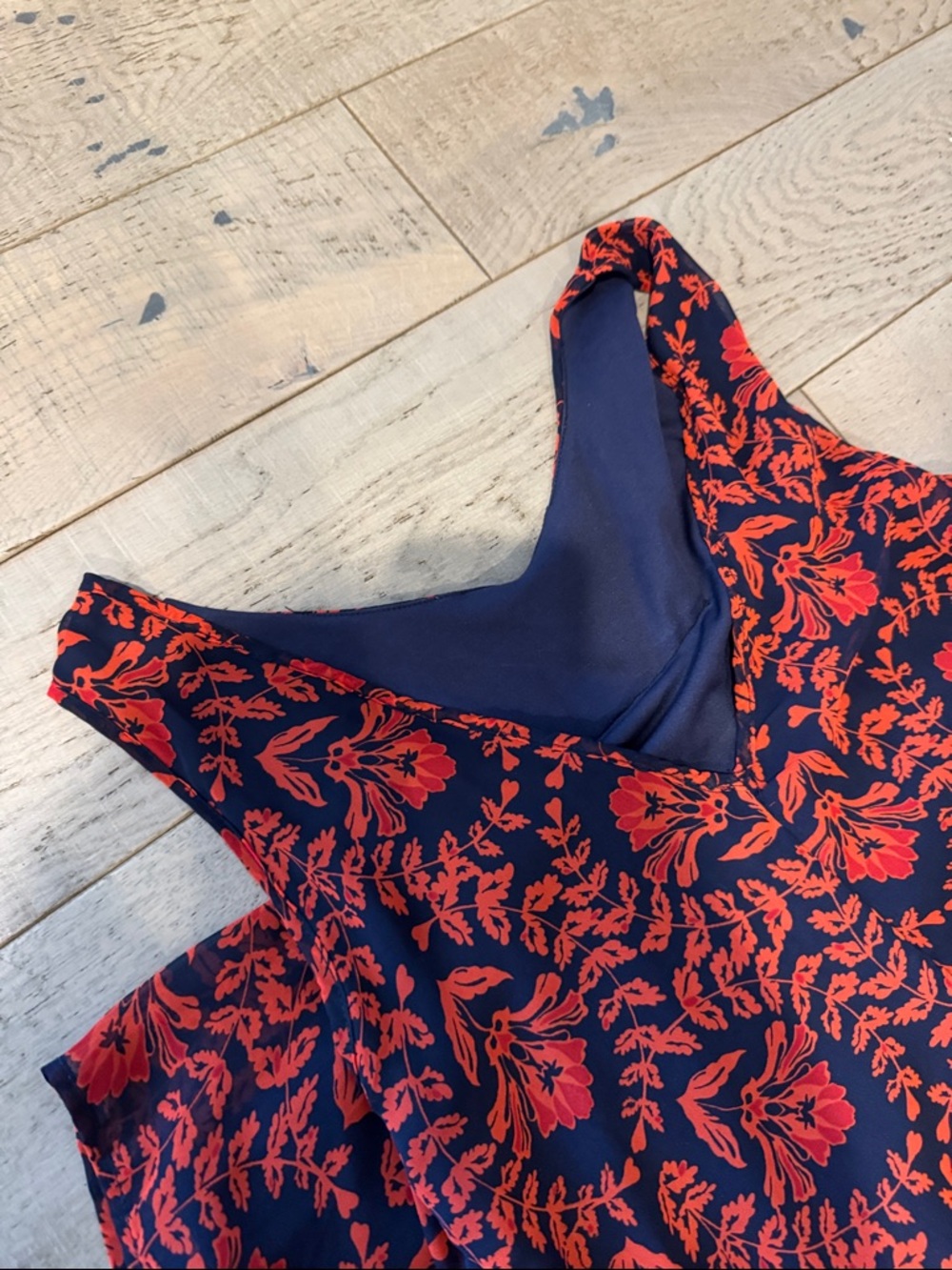 Francesca’s Navy Dress with Red Floral Print - Picture 2 of 2